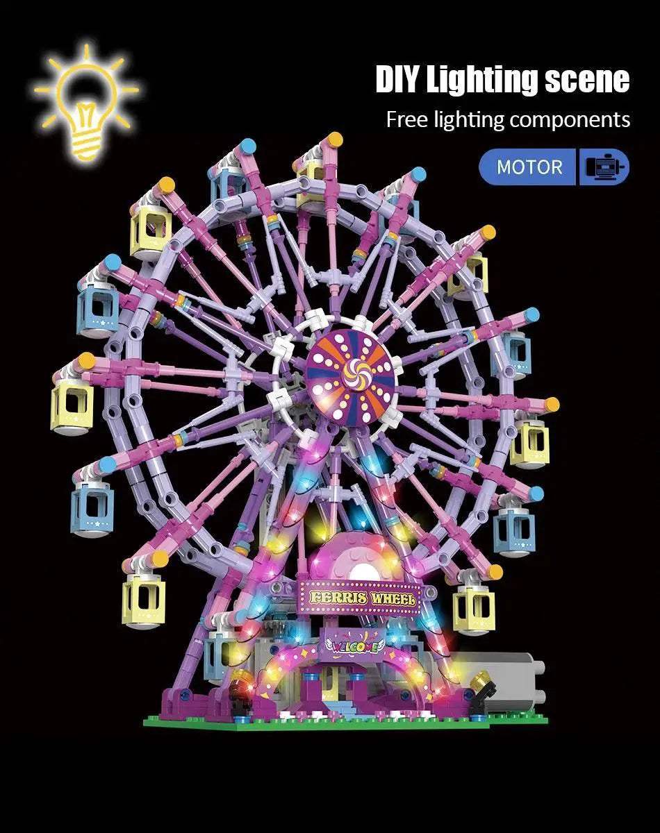 ZKZC Cherry Blossom Color City Friends LED Ferris Wheel Toy - ToylandEU