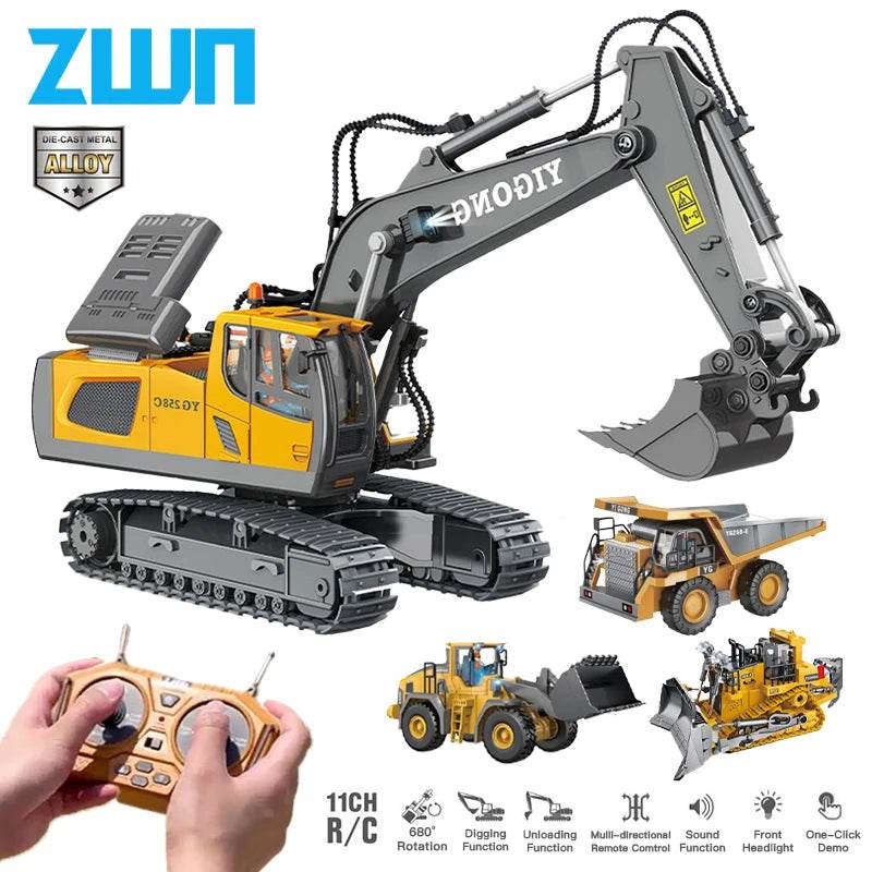 ZWN 2.4G Remote Control Excavator Dump Truck Toy for Kids - ToylandEU