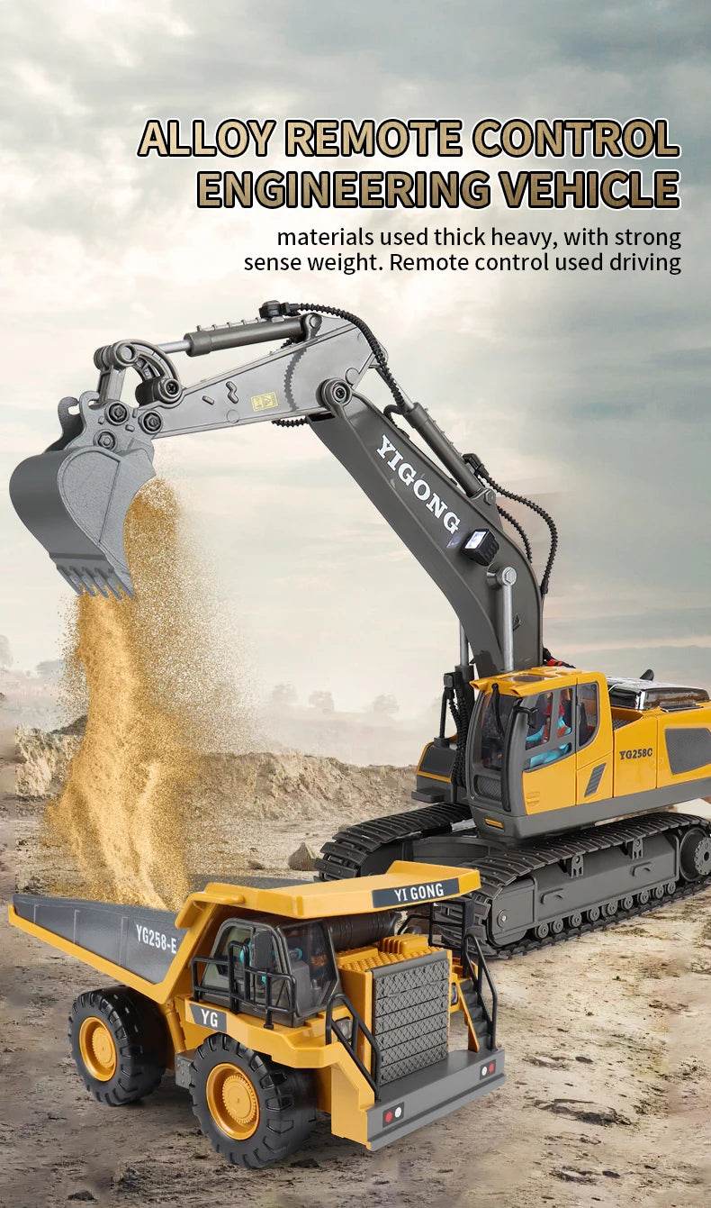 ZWN 2.4G Remote Control Excavator Dump Truck Toy for Kids - ToylandEU