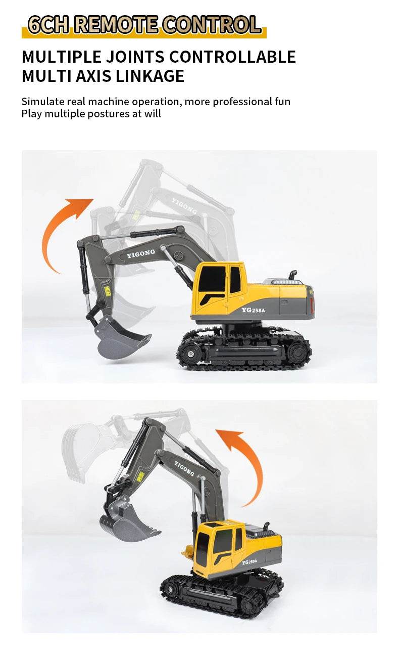 ZWN 2.4G Remote Control Excavator Dump Truck Toy for Kids - ToylandEU
