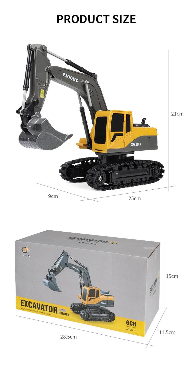 ZWN 2.4G Remote Control Excavator Dump Truck Toy for Kids - ToylandEU