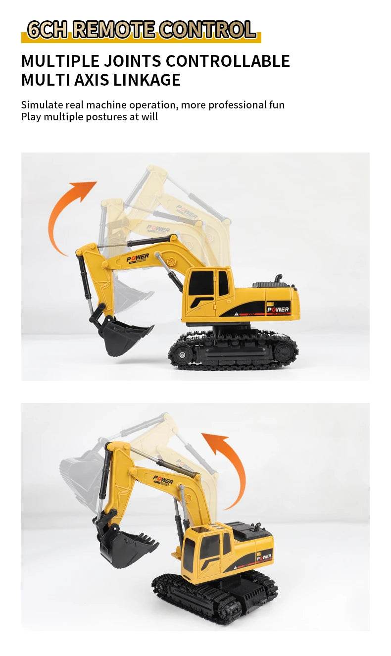 ZWN 2.4G Remote Control Excavator Dump Truck Toy for Kids - ToylandEU