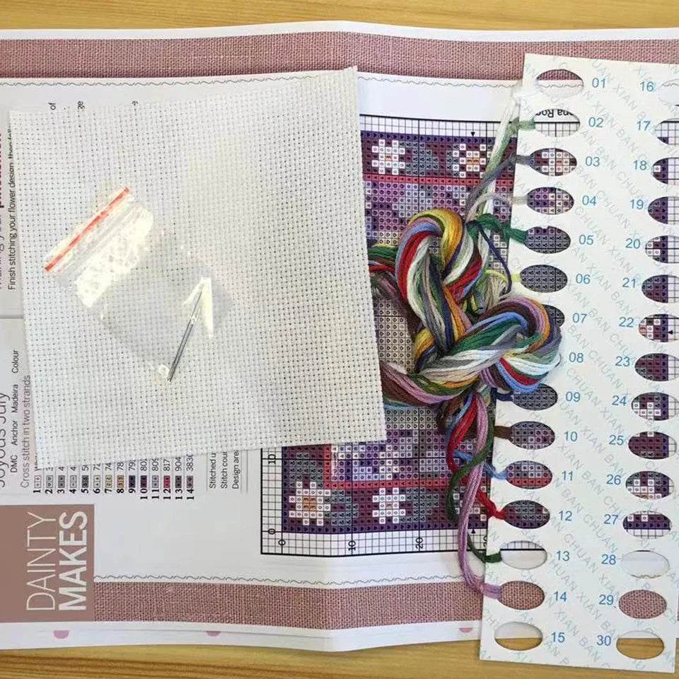 ZZ2778 Joy Sunday Unprinted Cross Stitch Embroidery Kit - Cartoon Design Needlework Set - ToylandEU