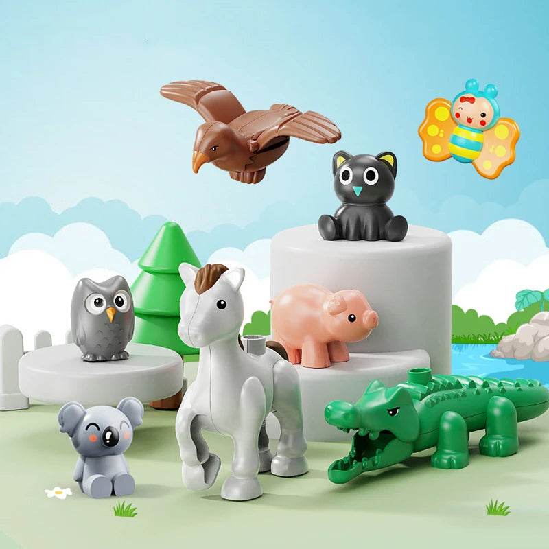 Zoo Adventure Big Building Block Fugurines with Lion & Flamingo Figures - ToylandEU