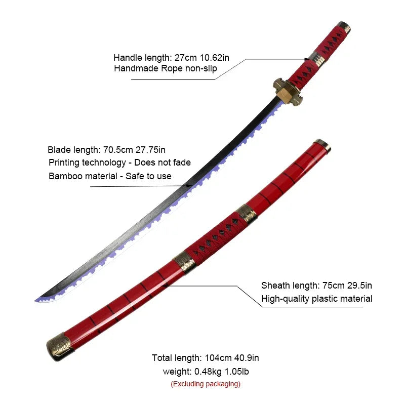 Zoro Swords Set 104cm Handmade Katana Anime Cosplay Free Belt - ToylandEU
