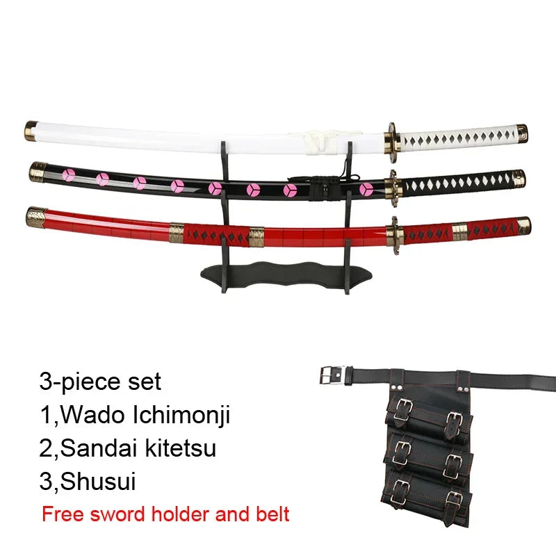 Zoro Swords Set 104cm Handmade Katana Anime Cosplay Free Belt - ToylandEU