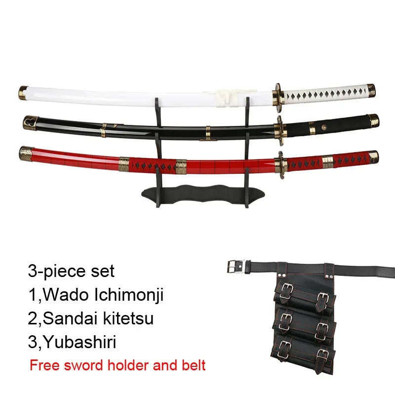 Zoro Swords Set 104cm Handmade Katana Anime Cosplay Free Belt - ToylandEU