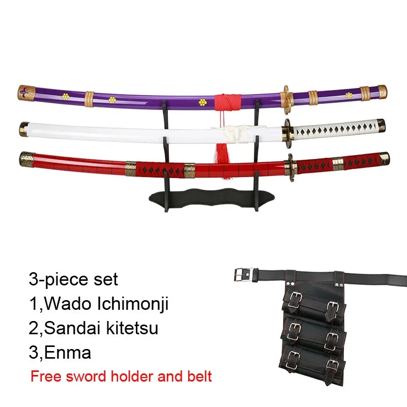 Zoro Swords Set 104cm Handmade Katana Anime Cosplay Free Belt - ToylandEU