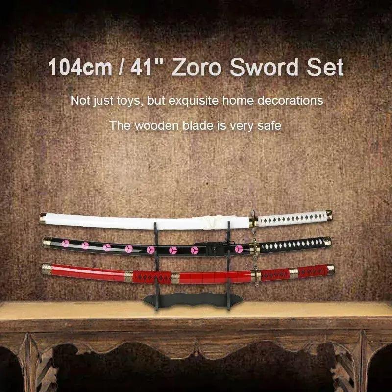  Zoro Swords Set Katana 104cm Handmade Free Belt -  ToylandEU™