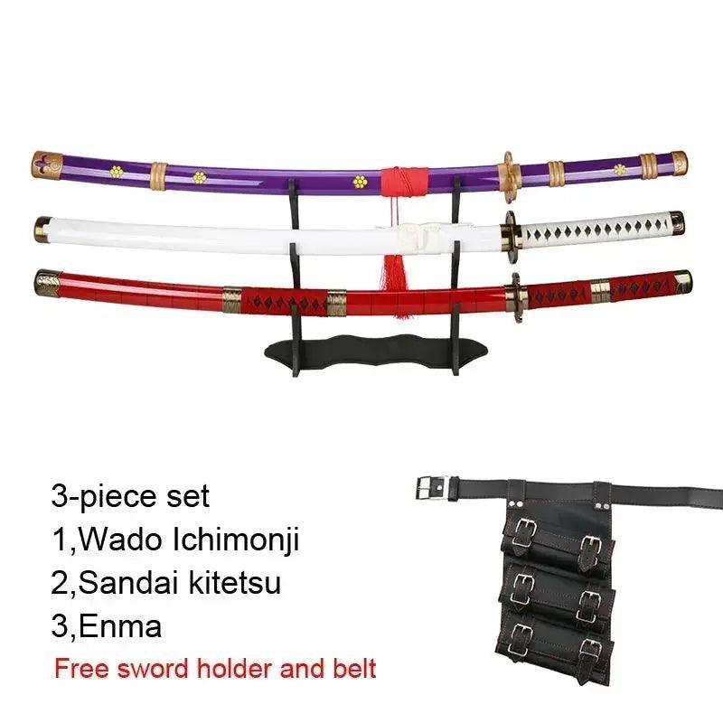  Zoro Swords Set Katana 104cm Handmade Free Belt -  ToylandEU™