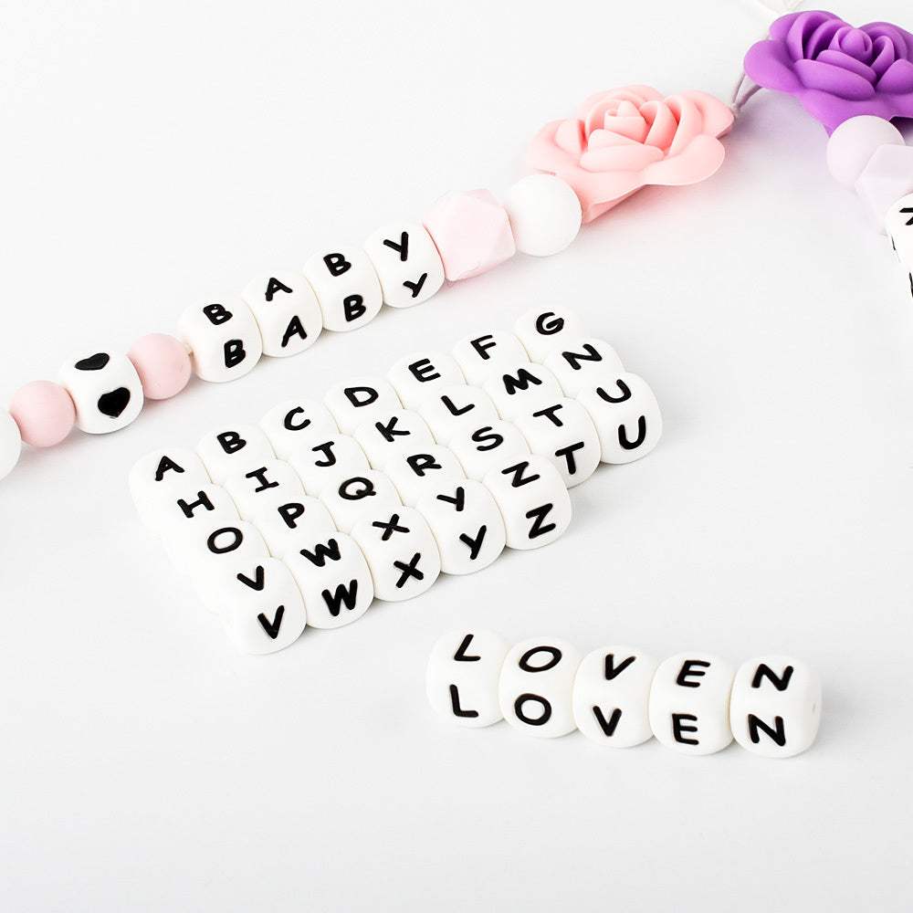 Silicone Letter Beads For Pacifier Chains | 12 mm