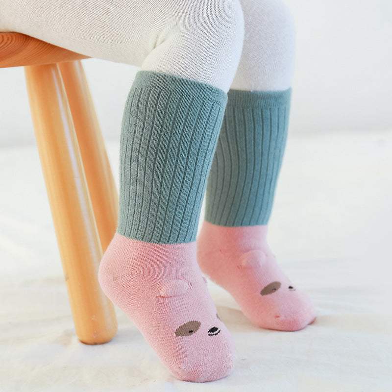 Baby Combed Cotton Socks | Terry Anti Skid Middle Tube | Toddler Animal Prints