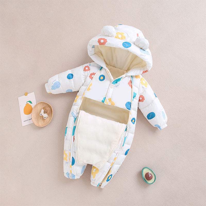 Baby Fleece-Lined Winter Jumpsuit | Floral And Dandelion Prints