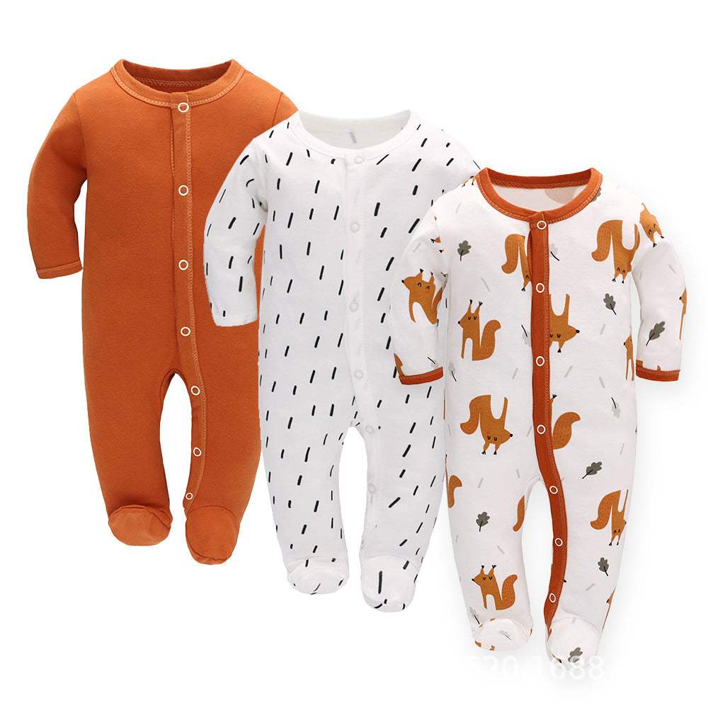 Baby Long-Sleeve Romper 3-Piece Set | Fox Raindrop And Unicorn Designs