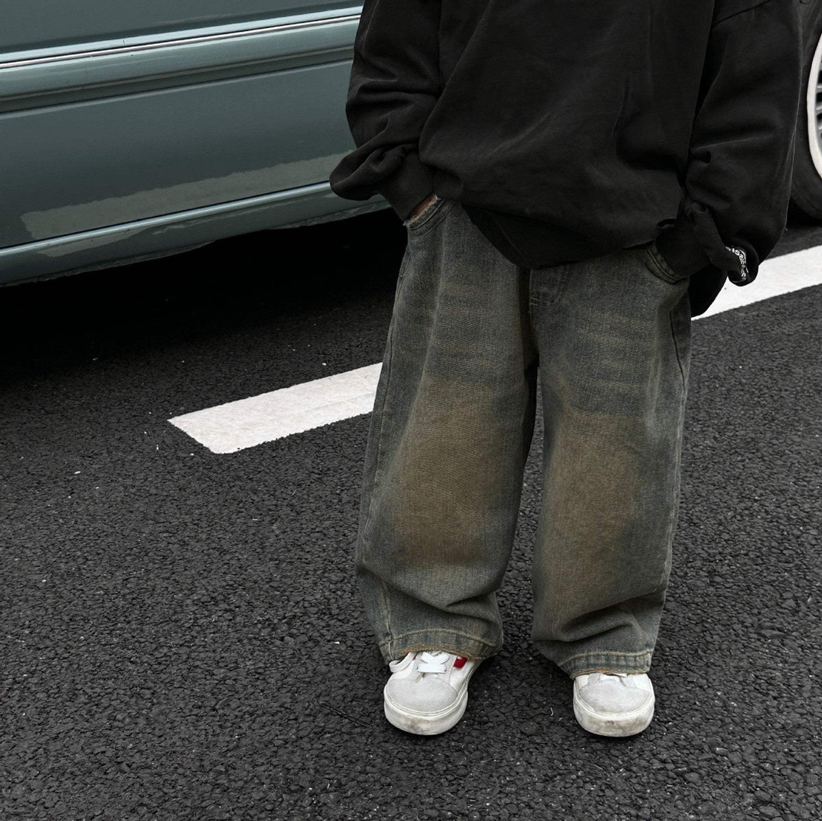Boys' Retro Washed Jeans | Korean Style Loose Fit | Retro Blue | 90-140 cm