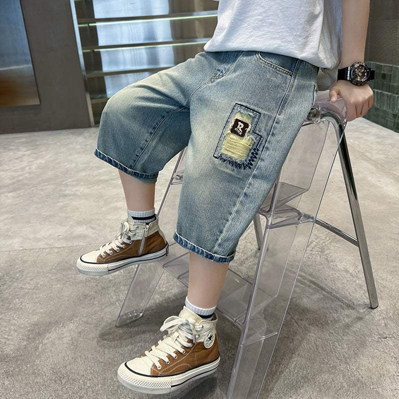 Boys' Thin Denim Summer Shorts | Mid Waist | 120-170 cm