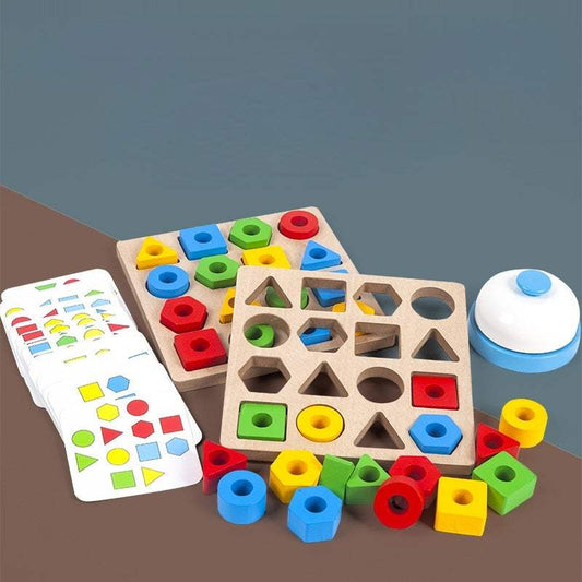 Wooden Geometric Pairing Blocks Game | Building Toys
