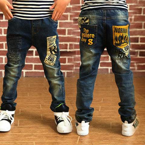 Boys' Letter Denim Trousers | Sizes 110-150 cm