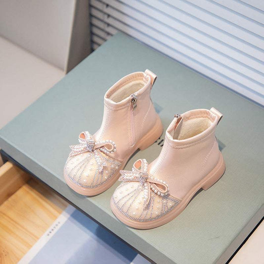 Kids' Rhinestone Soft Sole Booties | Low-Top, Fleece Option