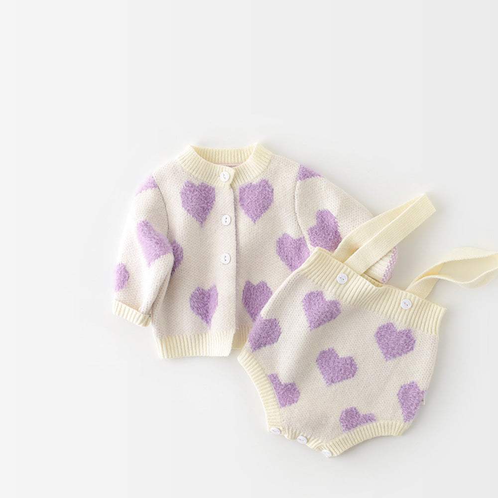 Girls Cotton Heart Sweater Set | Long Sleeve | Spring Autumn | Child Sizes