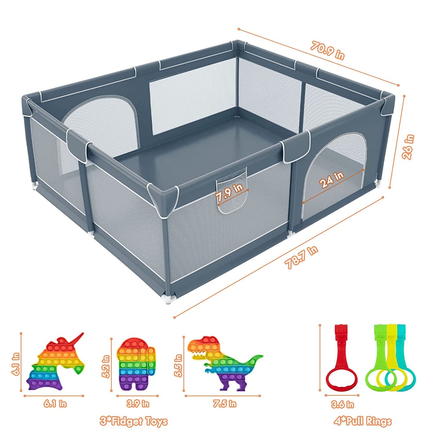 Limited Space Baby Play Pen with Gate and Breathable Mesh Fence