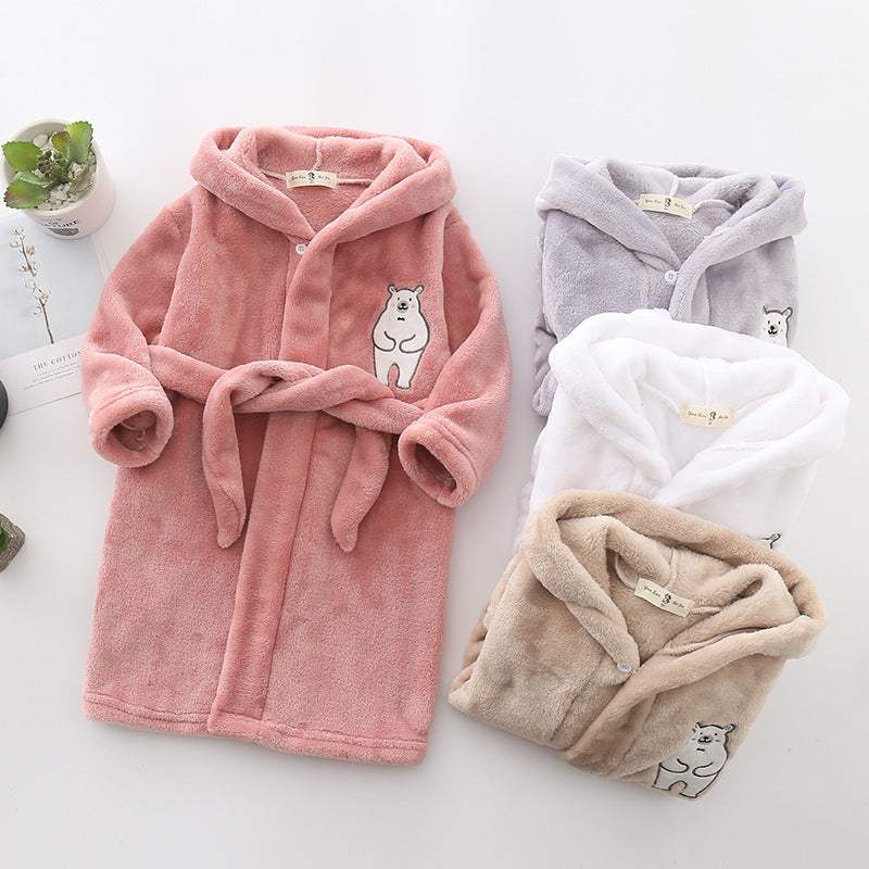 Kids Flannel Bathrobe | Hooded | Unisex Sleepwear | Ages 3 To 8 Years