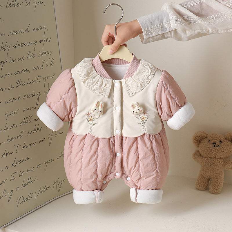 Baby Girl Princess Thin Cotton Romper | Pink | Autumn And Winter