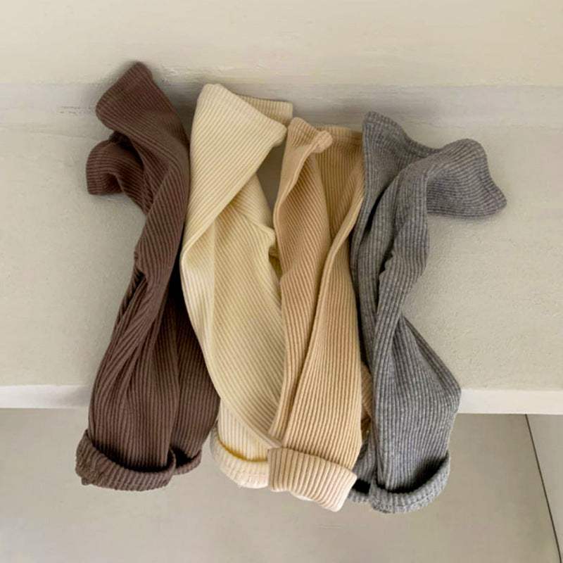 Baby Cotton Stretch Leggings | Pit Stripe Texture | 3 Months To 3 Years | Closed Crotch