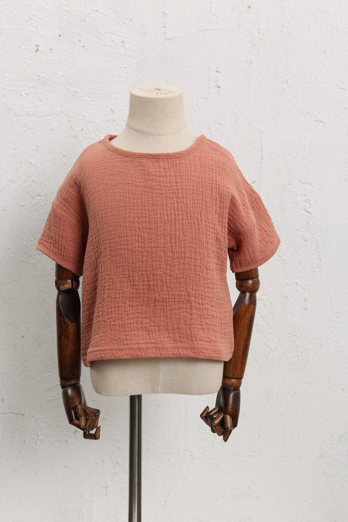 Girls' Sweet Cotton Short-Sleeve Top | Dark Pink