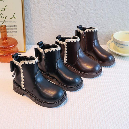 Girls' Boots | Microfiber Leather Upper | Side Zipper Closure | Soft Sole