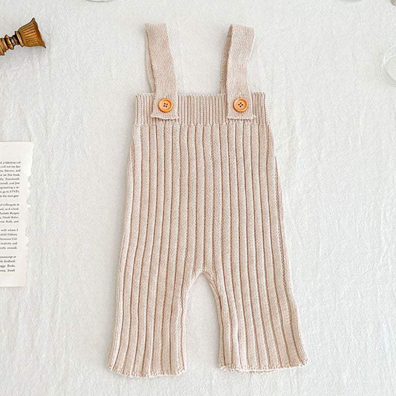 Baby Knitted Suspender Wide-Leg Pants | High Waist | 95% Cotton