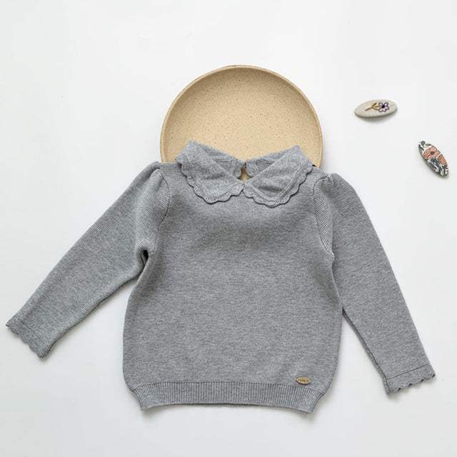 Girls' Lace Knit Pullover Sweater | Long Sleeve