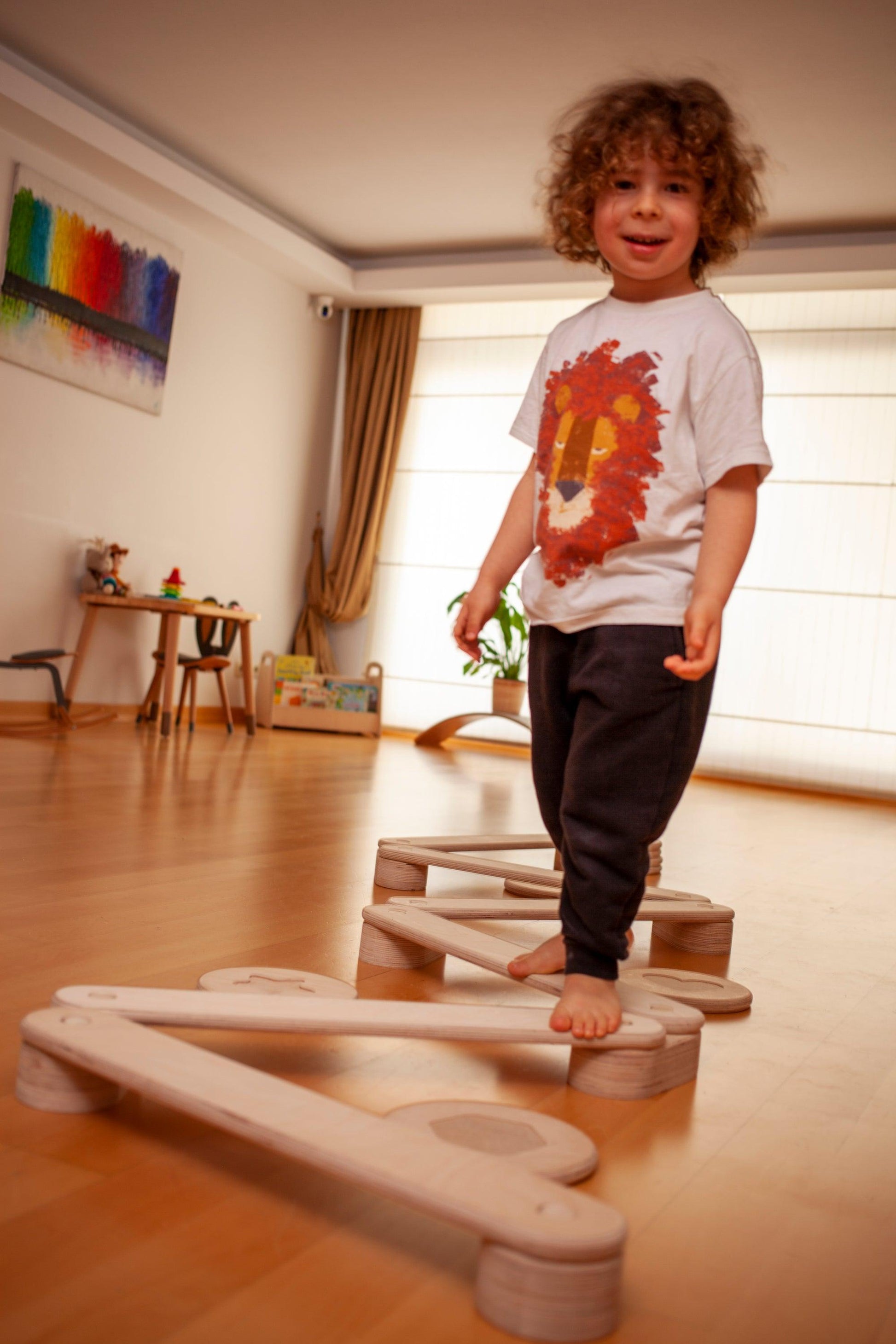 Wooden Balance Beam and Stepping Stones Set with Increased Safety and Improved Design - ToylandEU