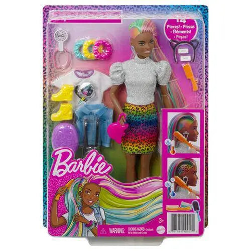 Barbie Rainbow Hair Doll With Color Change Cheetah Print