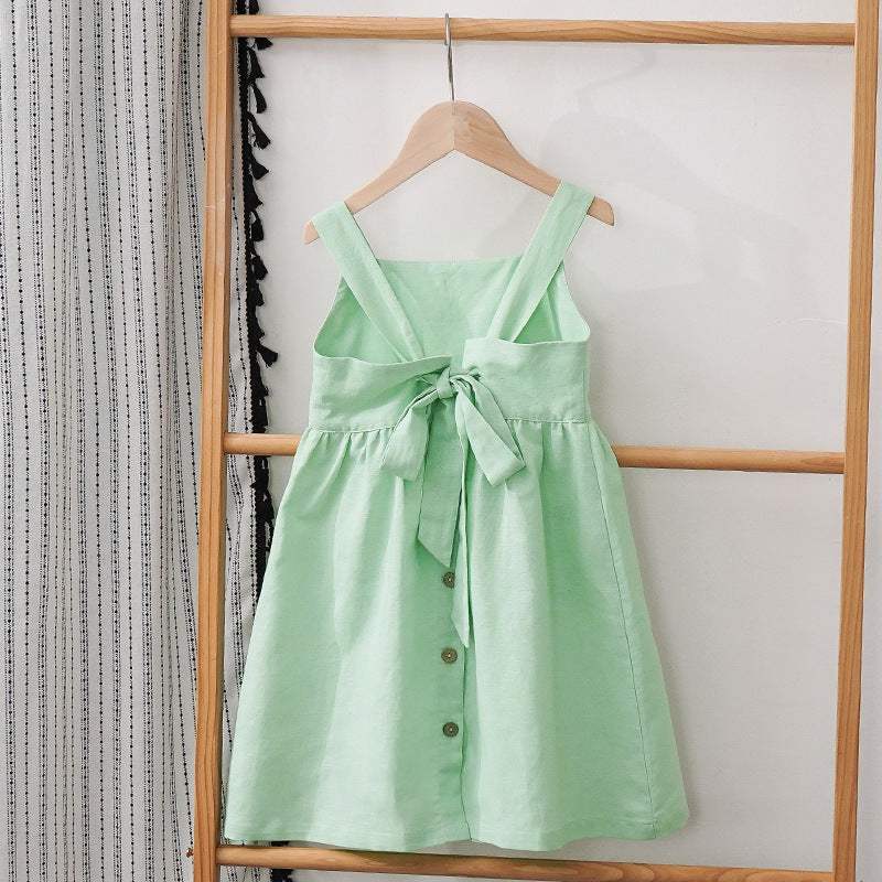 Kids Cotton Linen Dress | Sleeveless Summer | Lightweight Weave | 90cm To 130cm
