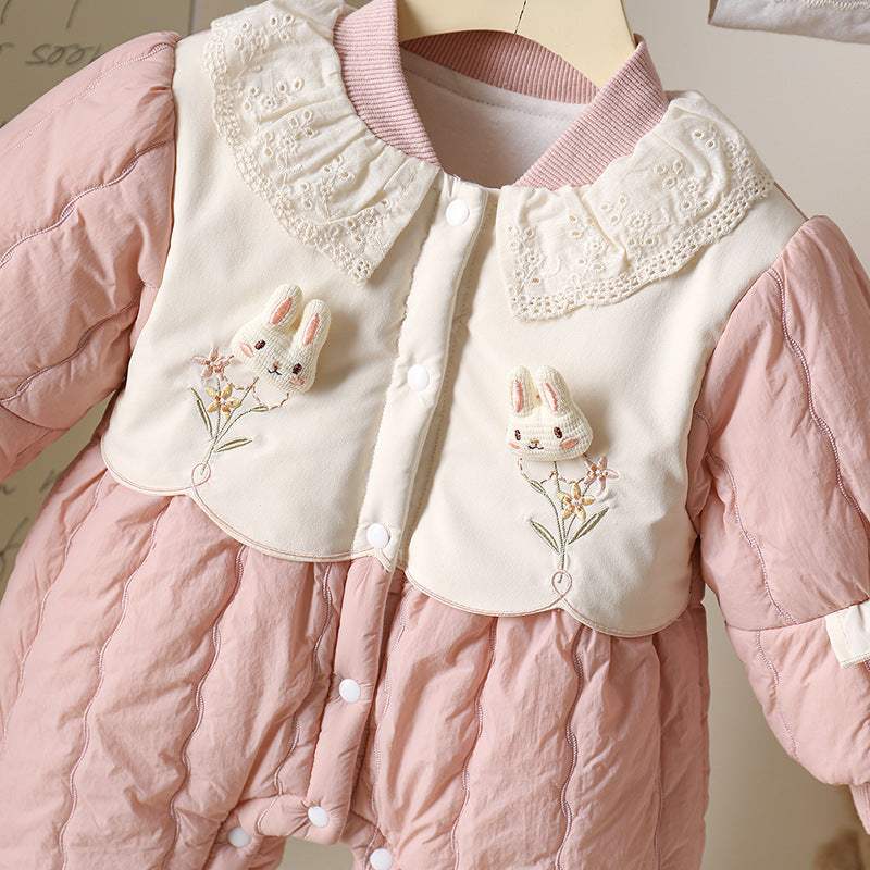 Baby Girl Princess Thin Cotton Romper | Pink | Autumn And Winter