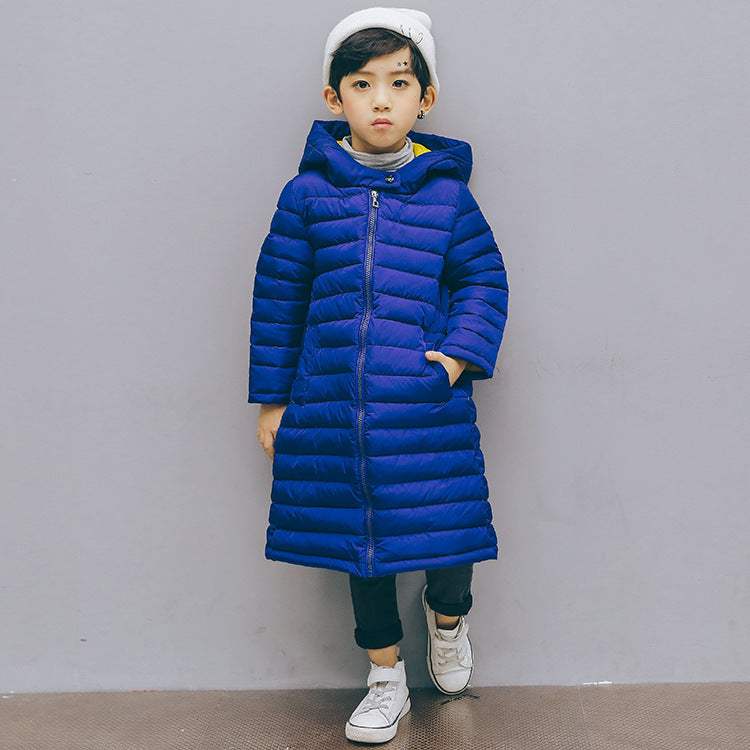 Kids' Winter Warm Mid-Length Cotton Coat | Black, Pink, Blue
