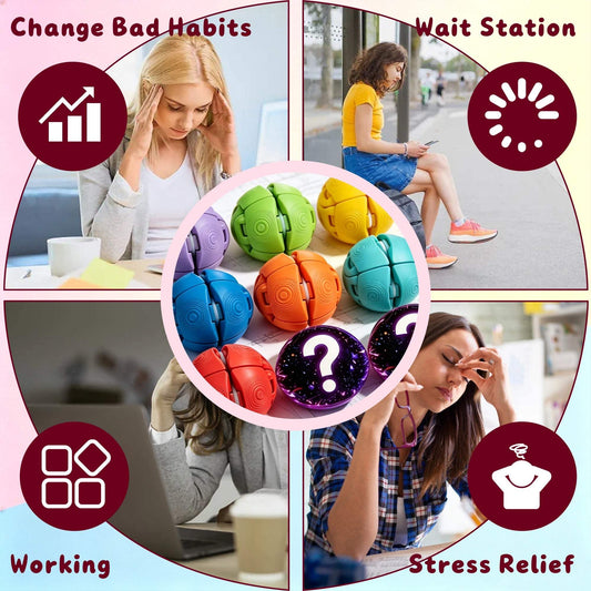 9-Piece 3D Printed Articulated Fidget Sphere Set | Colorful Folding Sensory Balls