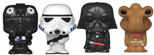Out-Of-Box Bitty Pop! Tie Fighter Pilot, Stormtrooper, Darth Vader & Hammerhead (Series 3) 4-Pack w/ Shelf - ToylandEU