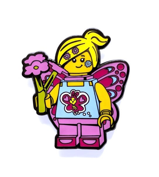 LEGO® Minifigures Enamel Snap Button | Butterfly Girl | Ages 6+