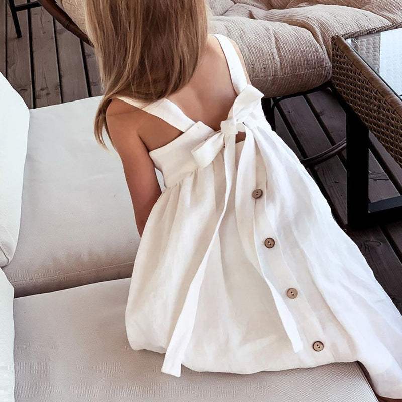 Kids Cotton Linen Dress | Sleeveless Summer | Lightweight Weave | 90cm To 130cm