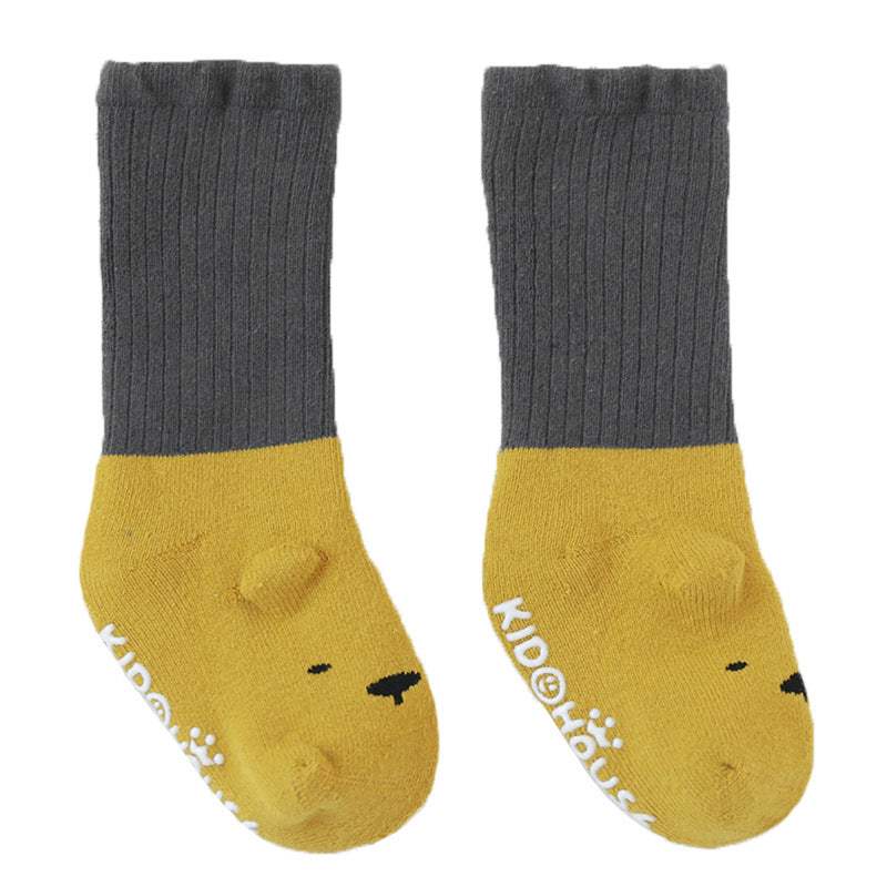Baby Combed Cotton Socks | Terry Anti Skid Middle Tube | Toddler Animal Prints