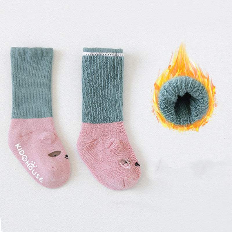 Baby Combed Cotton Socks | Terry Anti Skid Middle Tube | Toddler Animal Prints