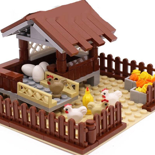 MOC Small-Particle Building Blocks Animal Farm Set | Chicken Coop