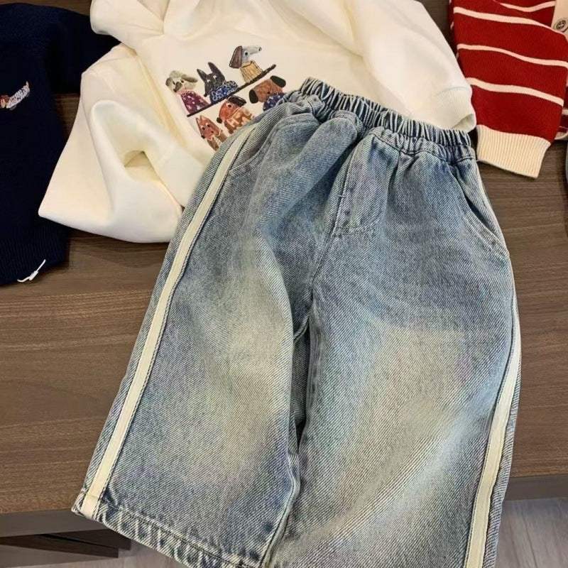Kids' Loose Jeans | Thin Spring And Autumn Pants | Hairband Waist | 90-140 cm
