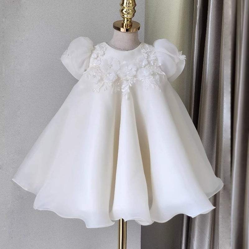 Girls Wedding Dress | Polyester Fabric | White Color | Sizes 80 To 130cm