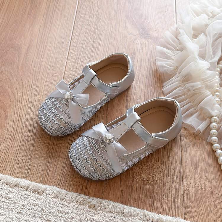 Girls' Pearl Bow Sandals | Non-Slip Sole | Breathable Design | Comfortable Fit