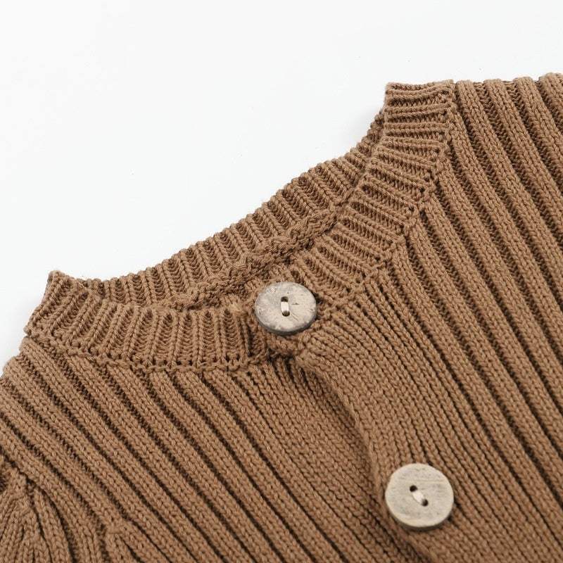 Baby Knitted Sweater Bodysuit | Milky White And Cocoa