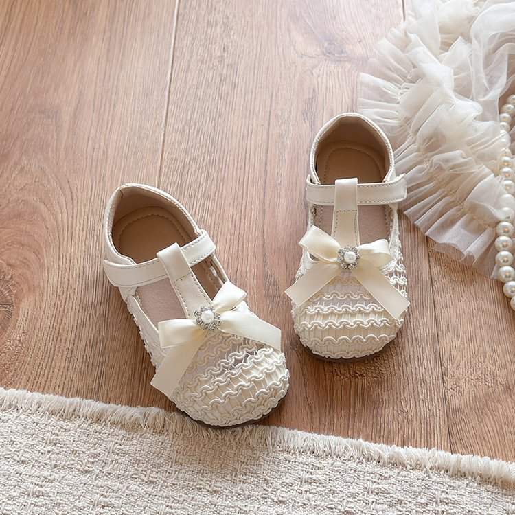 Girls' Pearl Bow Sandals | Non-Slip Sole | Breathable Design | Comfortable Fit