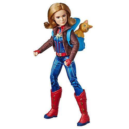 Captain Marvel Doll With Goose Cat Sidekick For Heroic Play